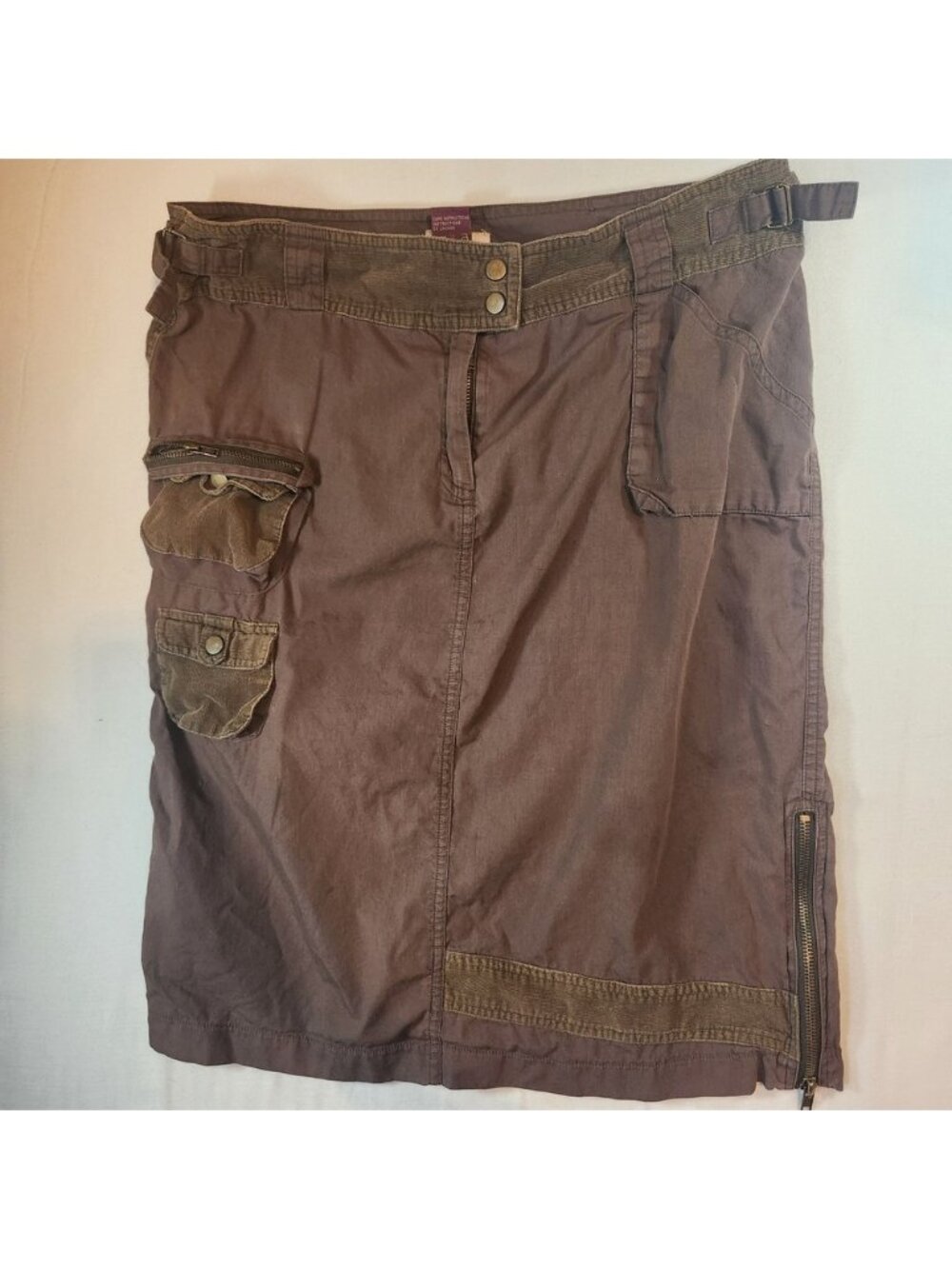 Buffalo David Bitton Brown Cargo Skirt Corduroy‎ Trim Y2K Gorpcore Size 30